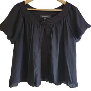 Nine West Black Evening Shrug with Button Closure Size Small